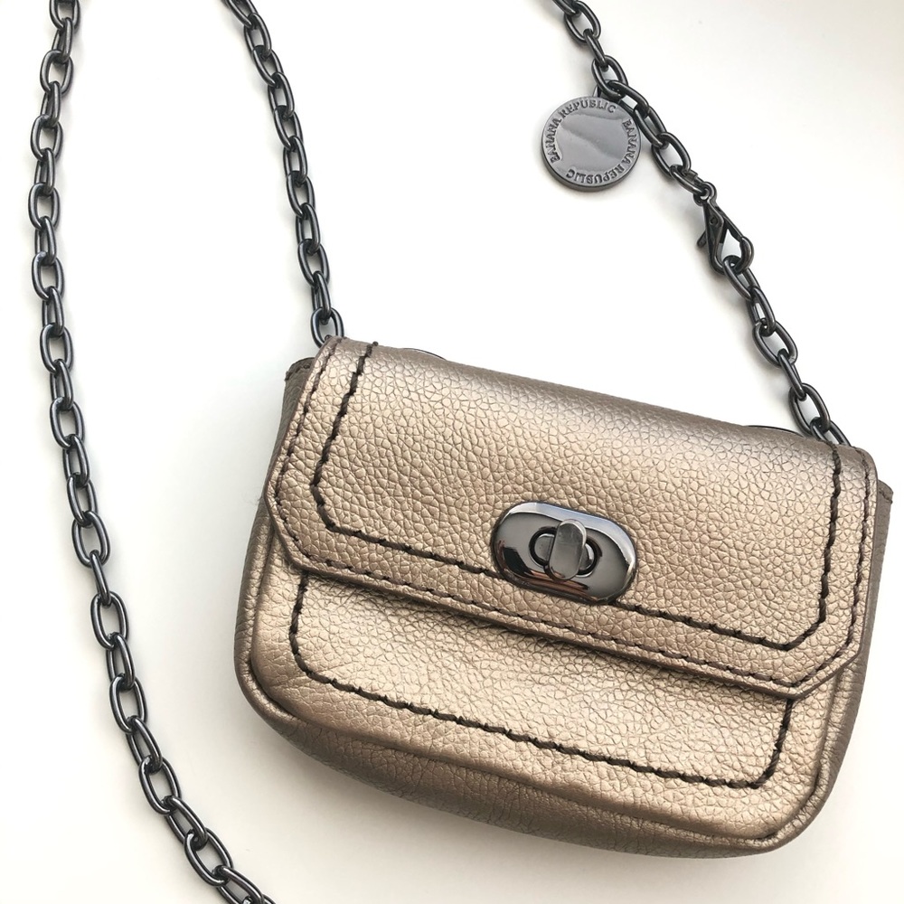 Mini champagne leather crossbody bag